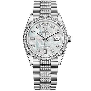 Rolex  Day-Date 36 White gold Bezel set with diamond President Bracelet  128349rbr-0014
